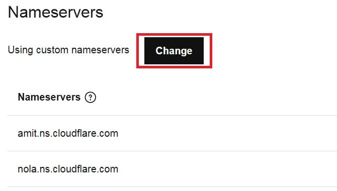Connect Domain to Hosting change nameservers