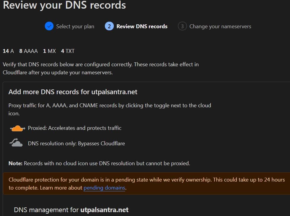 Cloudflare Review your DNS records-Use Cloudflare CDN in WordPress